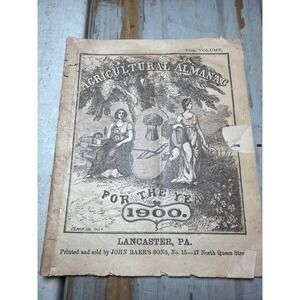 1900 Agricultural Almanac Lancaster PA Farm Moon Phases Advertising Ephemera